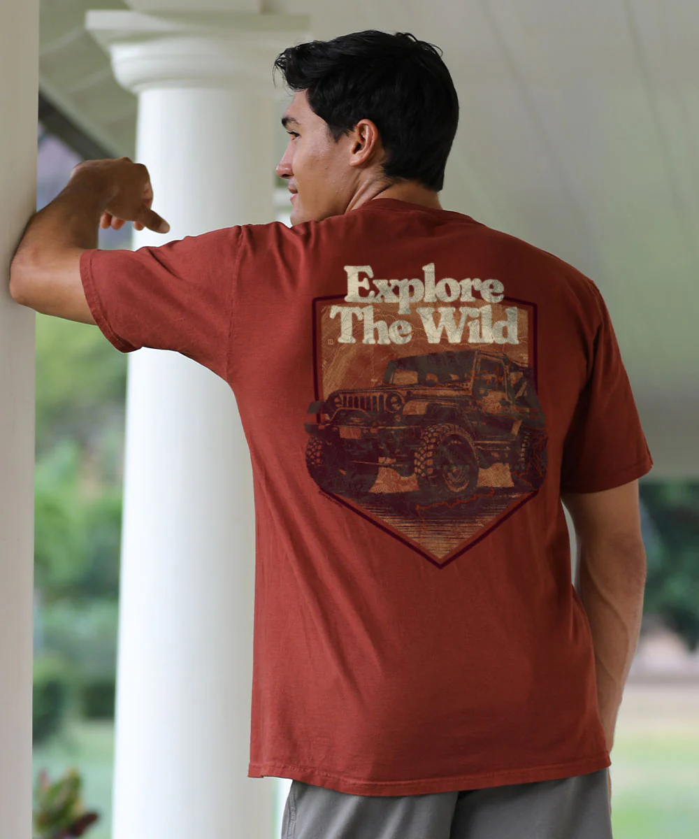 Jeep Trail Map - Whiskey Dyed Short Sleeve Crewneck T-Shirt - Image 2