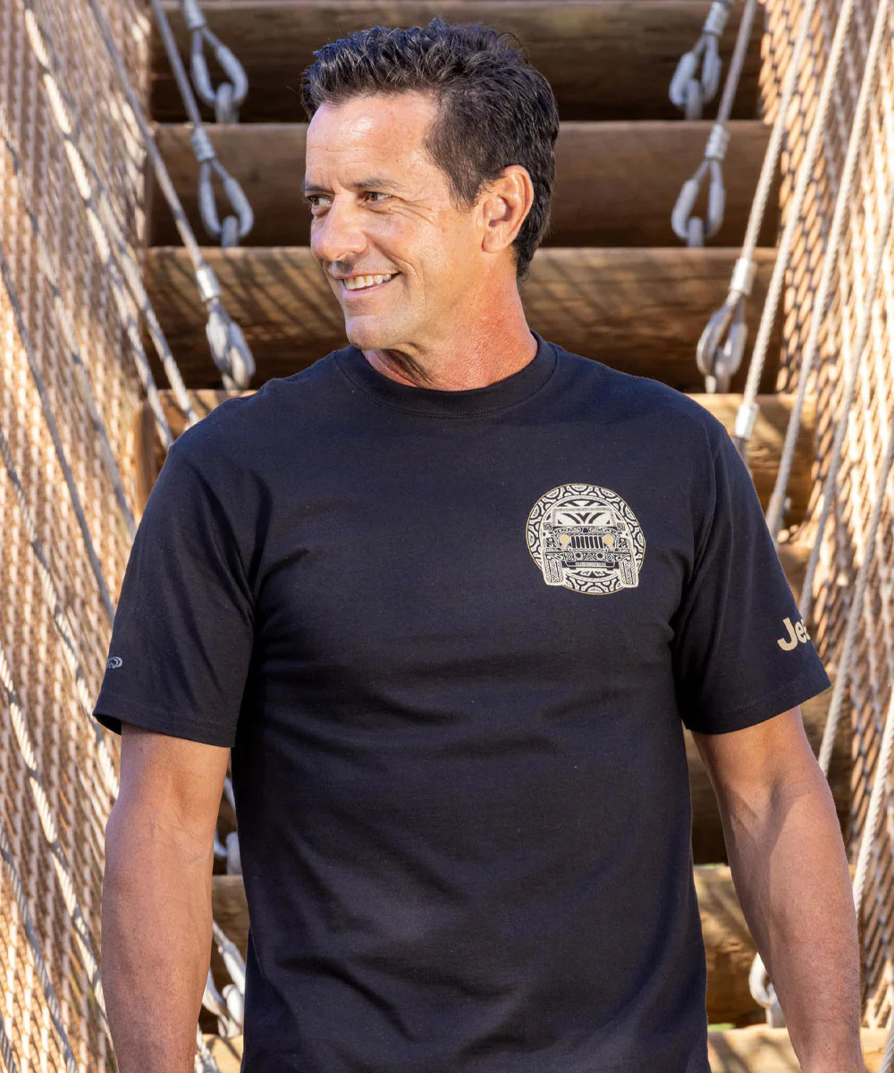 Jeep® Tribal Jeep - Black Short Sleeve Crewneck T-Shirt - Image 3