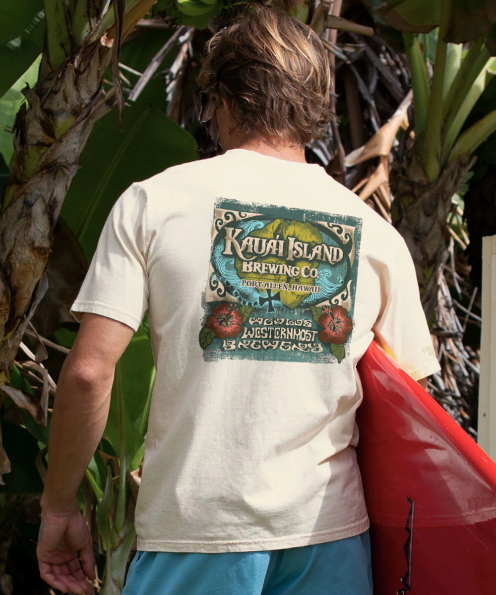 Kauai Island Brewing Co Retro Label - Coconut Dyed Short Sleeve Crewneck T-Shirt - Image 2