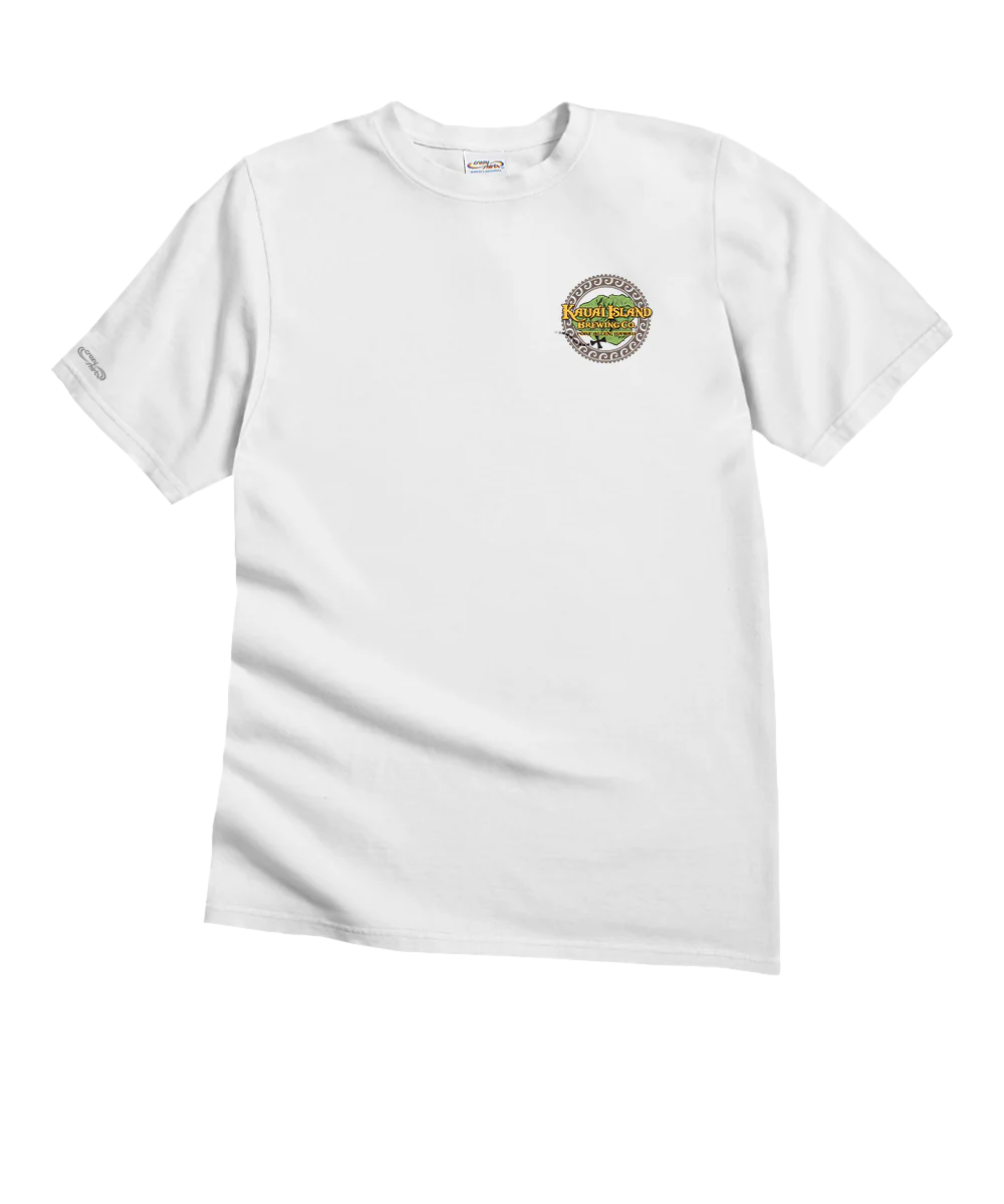 Kauai Island Brewing Co Tribal Circle - White Short Sleeve Crewneck T-Shirt - Image 4