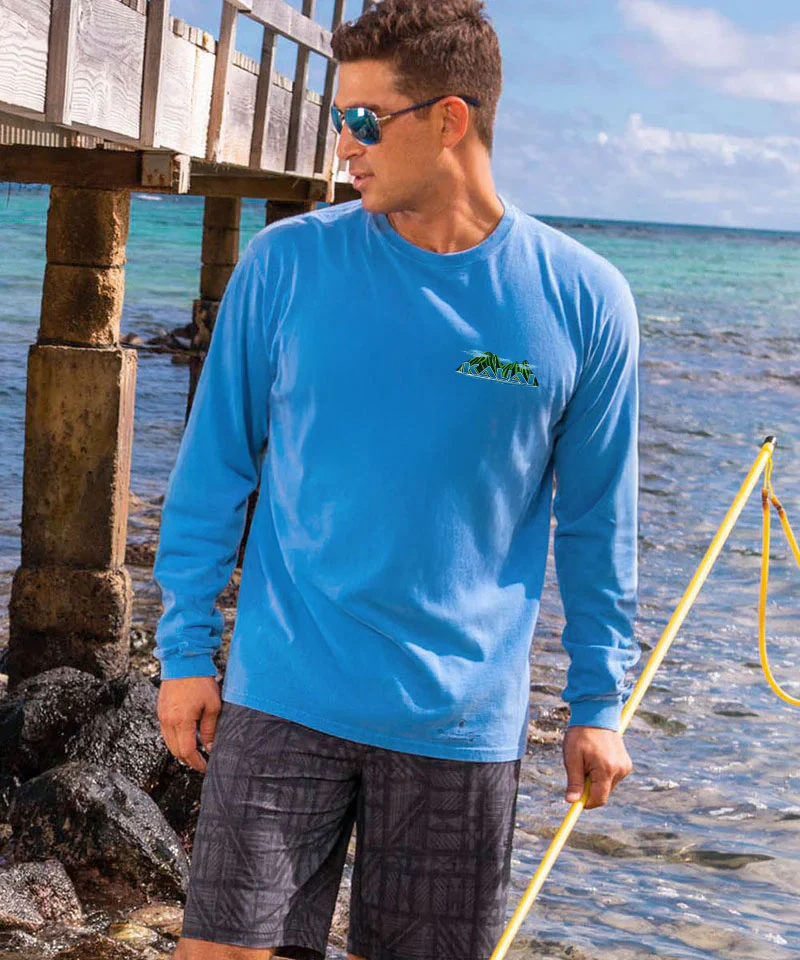 Kauai Scenic - Blue Hawaii Dyed Long Sleeve Crewneck T-Shirt - Image 3