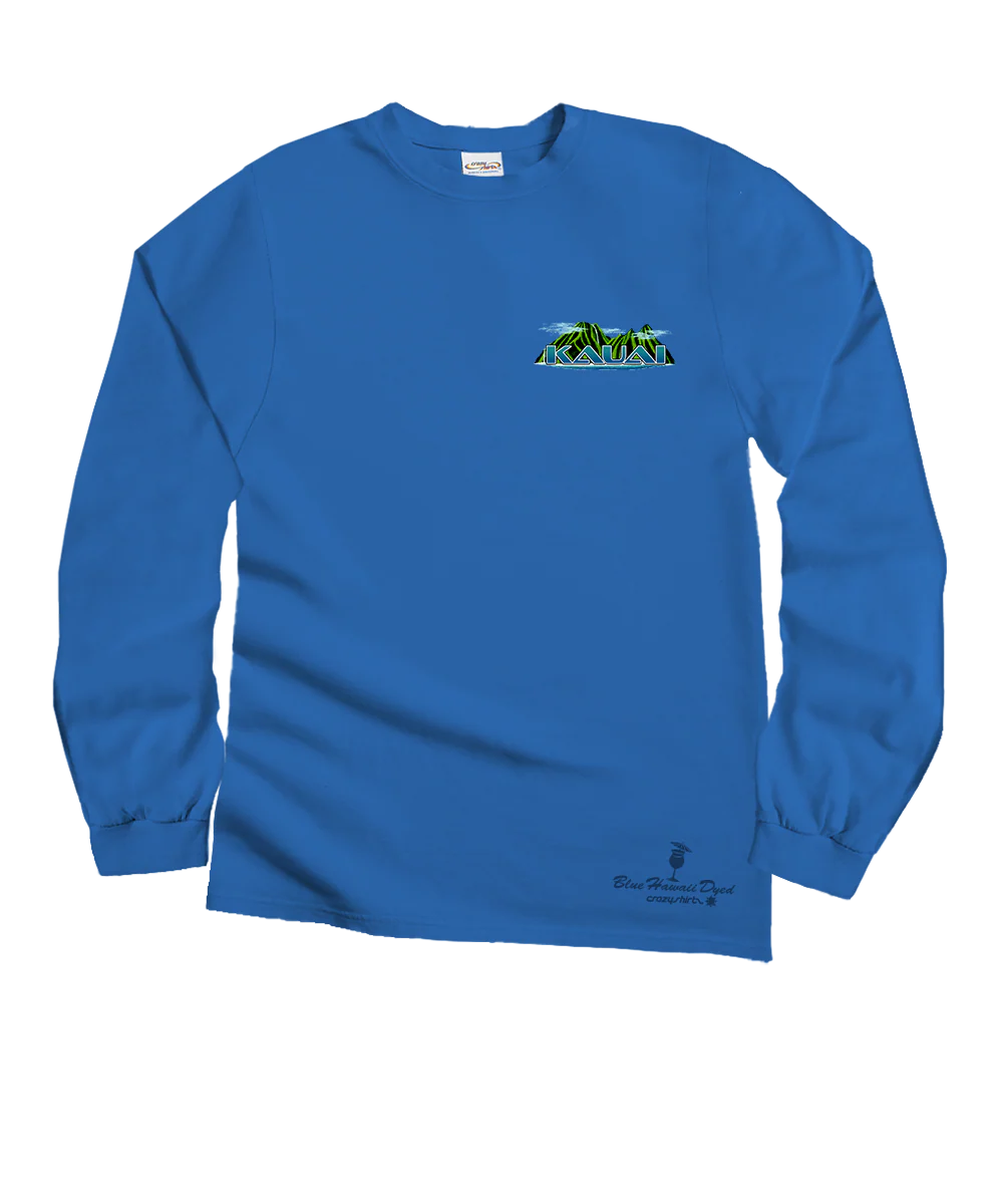 Kauai Scenic - Blue Hawaii Dyed Long Sleeve Crewneck T-Shirt - Image 4