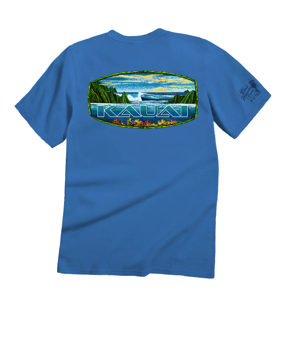 Kauai Scenic - Blue Hawaii Dyed Short Sleeve Crewneck T-Shirt