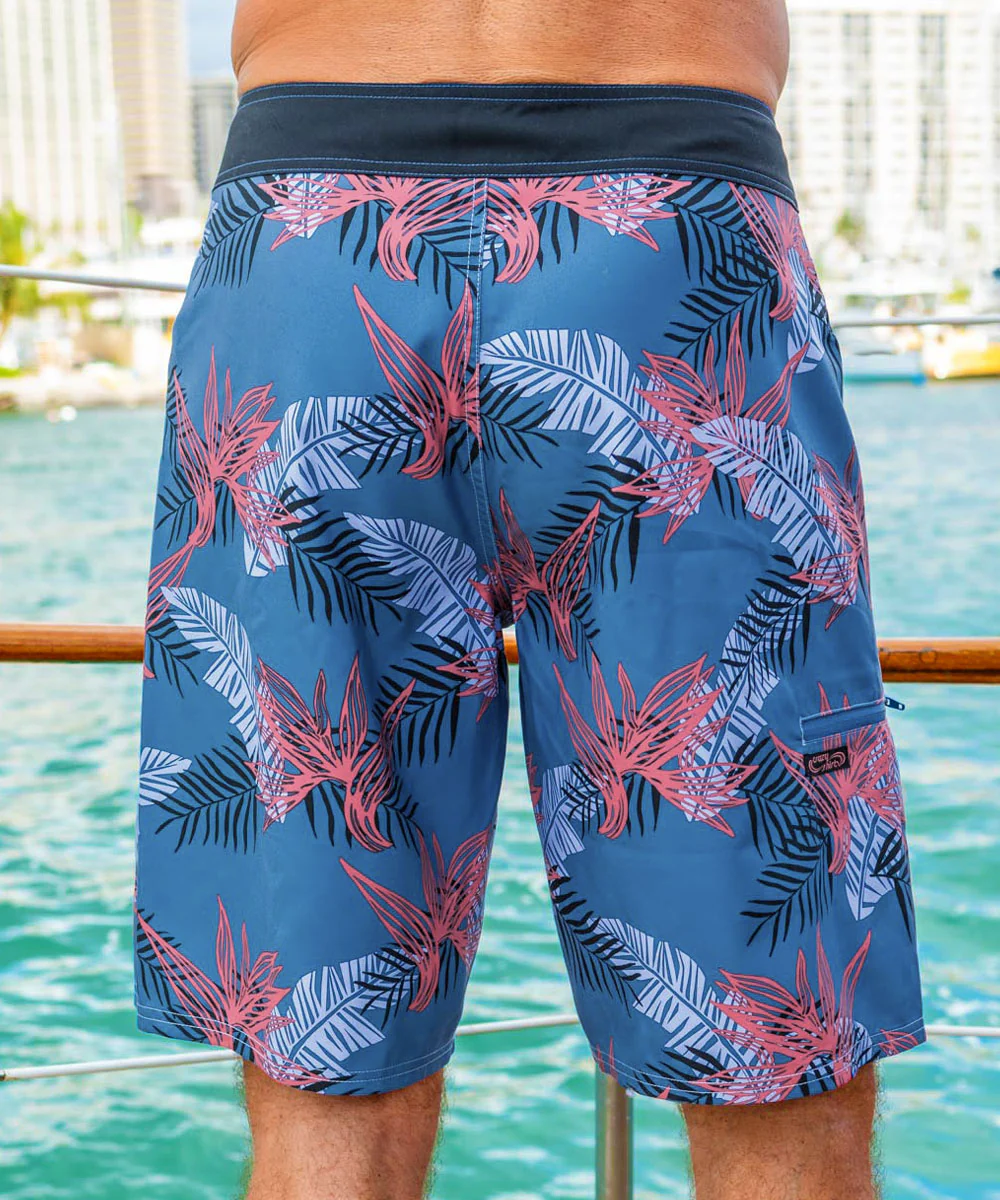 Keanu Tribal Slate Blue Eco HydroPrint Board Shorts - Image 3
