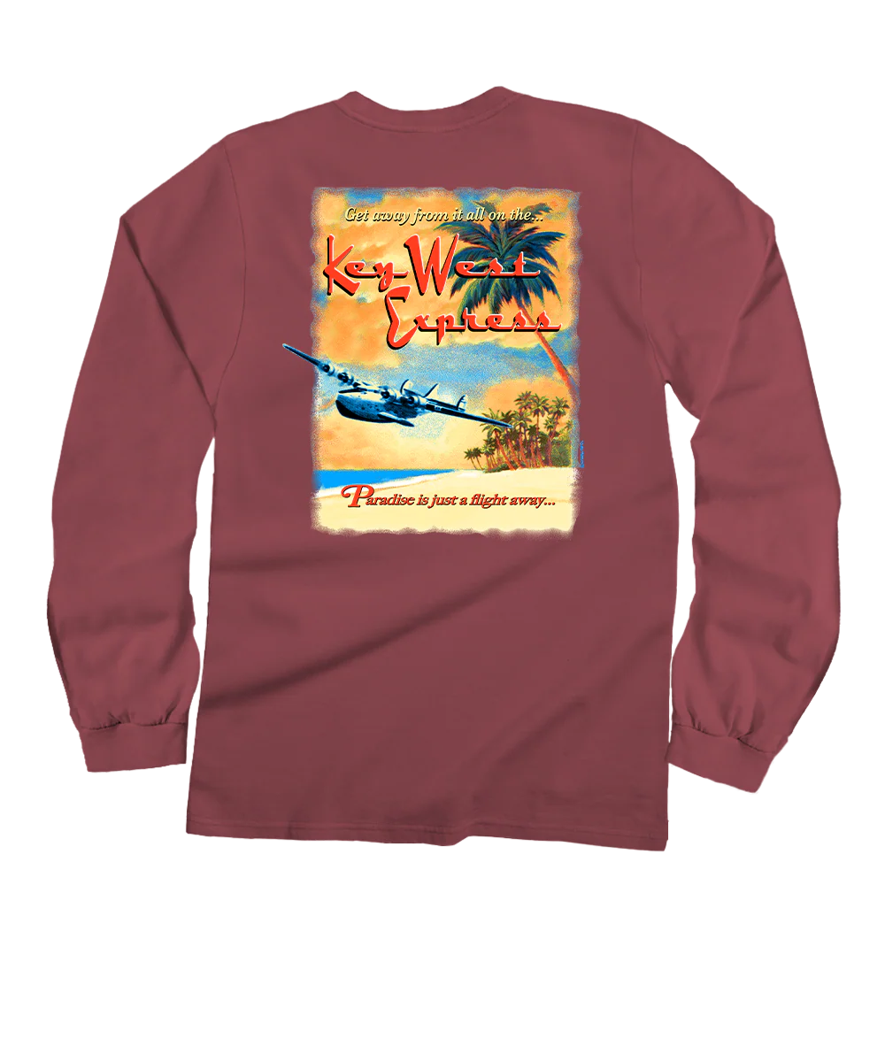 Key West Express - Paradise Red Dyed Long Sleeve Crewneck T-Shirt