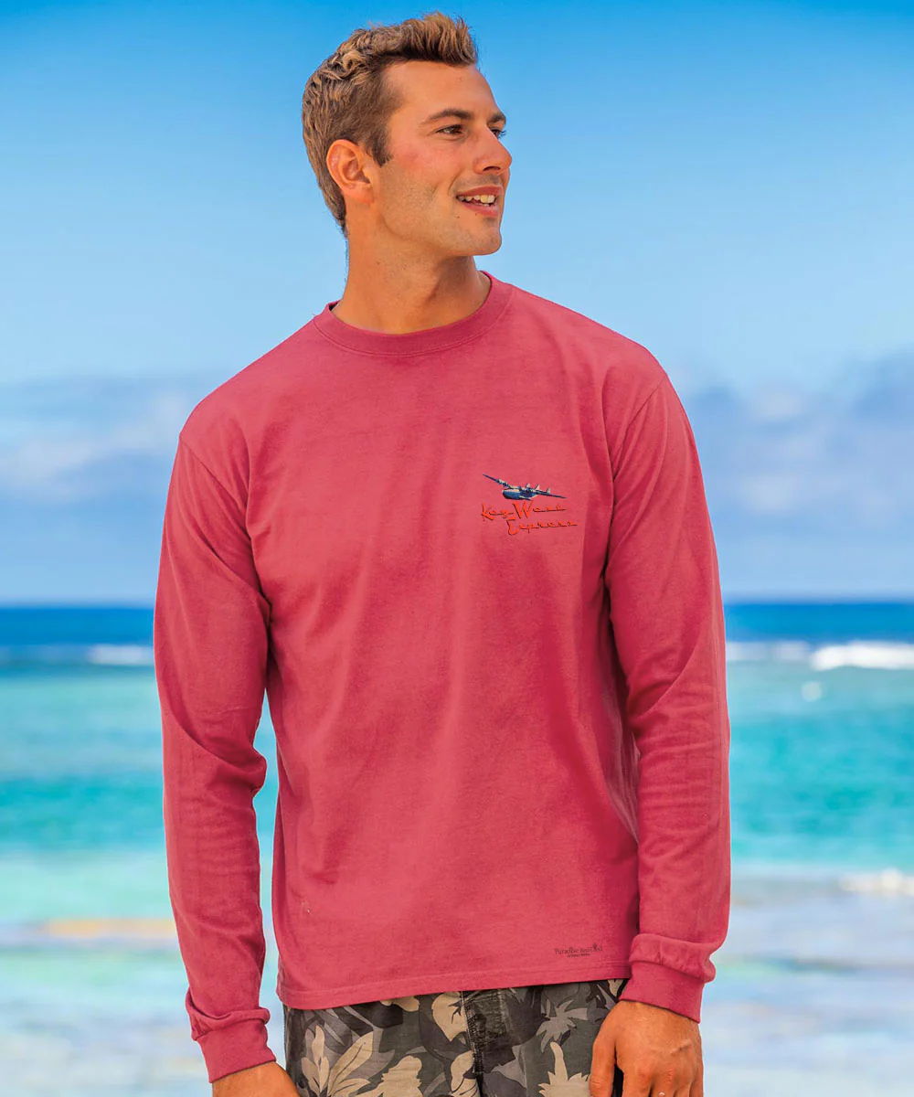 Key West Express - Paradise Red Dyed Long Sleeve Crewneck T-Shirt - Image 3