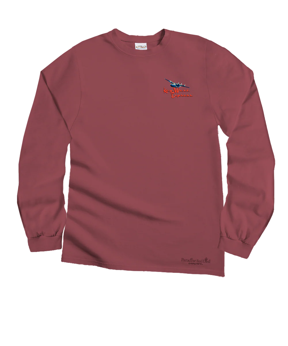 Key West Express - Paradise Red Dyed Long Sleeve Crewneck T-Shirt - Image 4