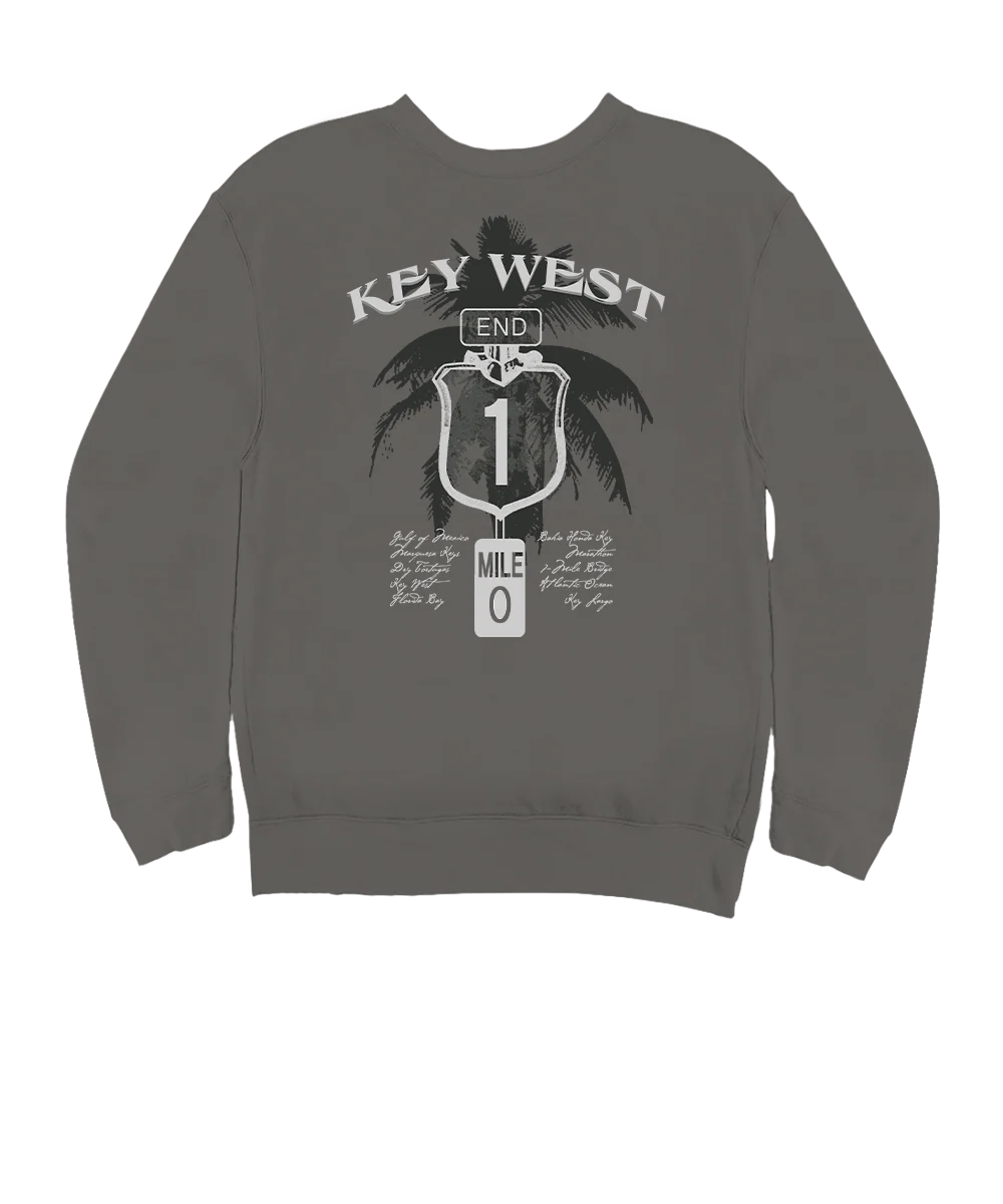Key West Sign - Crater Dyed® Long Sleeve Sweatshirt