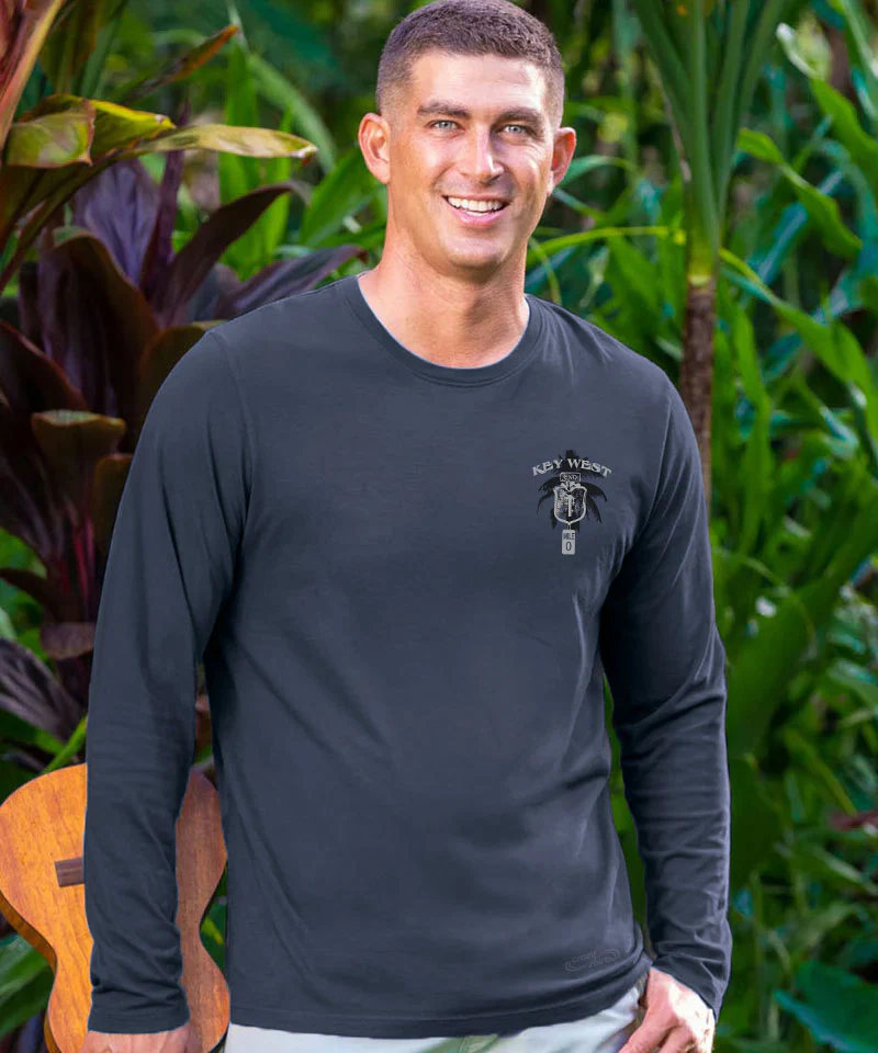 Key West Sign - Smoke Long Sleeve Pima T-Shirt - Image 3