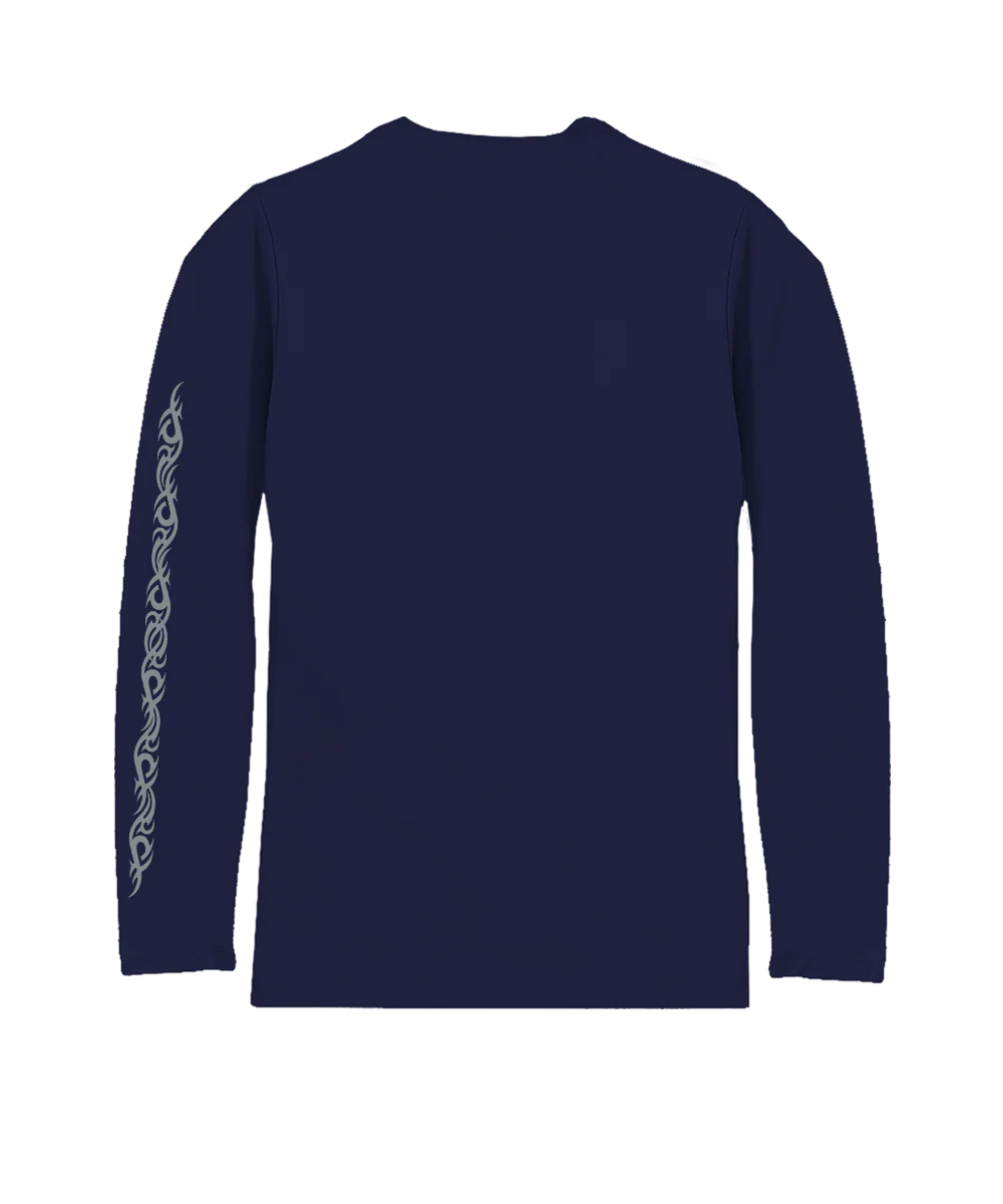 Kilauea Tattoo - Indigo Long Sleeve Pima T-Shirt - Image 4