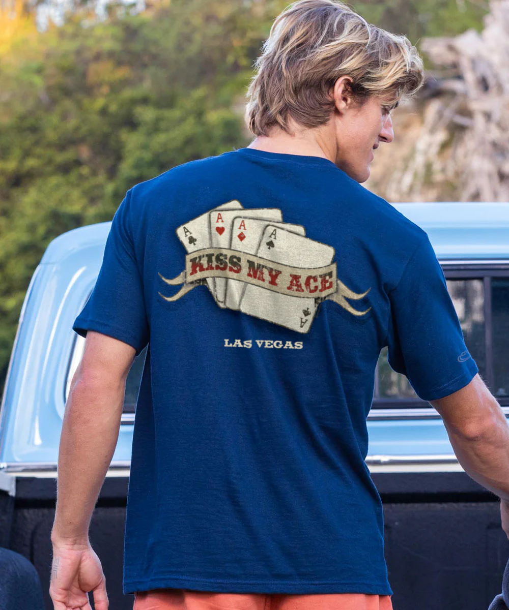 Kiss My Ace - Navy Short Sleeve Crewneck T-Shirt - Image 3