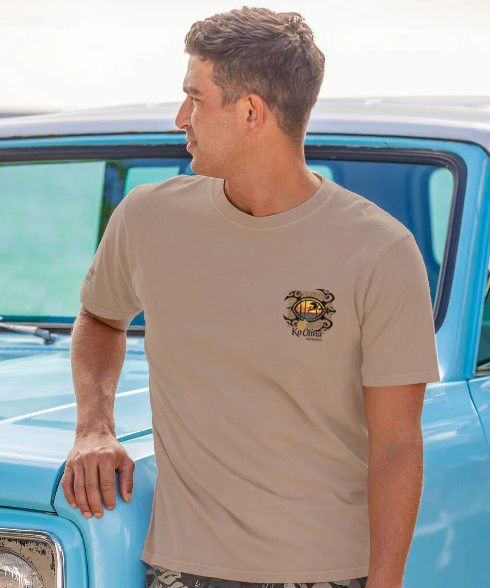 Ko Olina Honu Sunset - Kona Coffee Dyed Short Sleeve Crewneck T-Shirt - Image 3