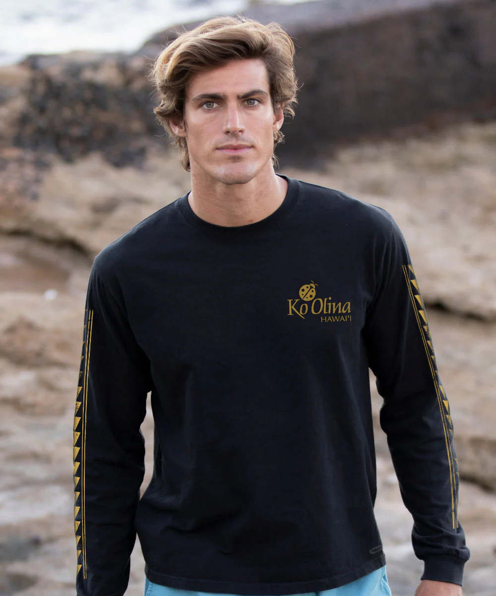 Ko Olina Lagoon Sunset - Black Long Sleeve Crewneck T-Shirt - Image 3