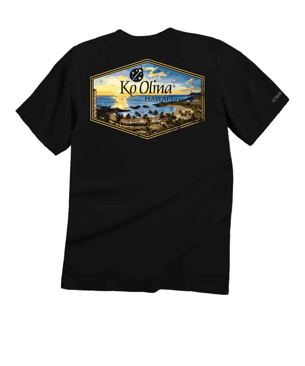 Ko Olina Lagoon Sunset - Black Short Sleeve Crewneck T-Shirt