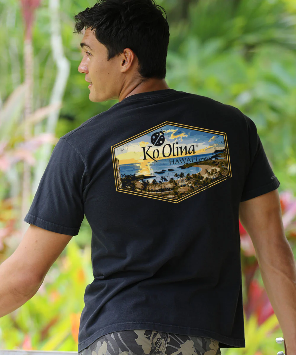 Ko Olina Lagoon Sunset - Black Short Sleeve Crewneck T-Shirt - Image 2