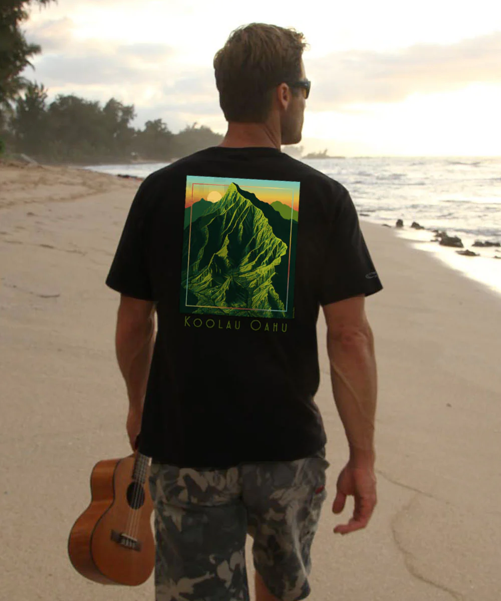Koolau Sunset - Black Short Sleeve Crewneck T-Shirt - Image 2