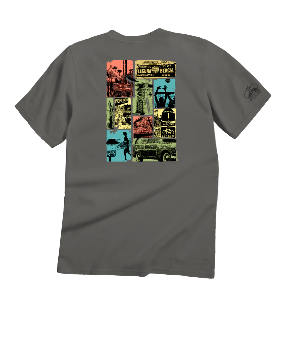 Laguna Beach Collage - Crater Dyed® Short Sleeve Crewneck T-Shirt