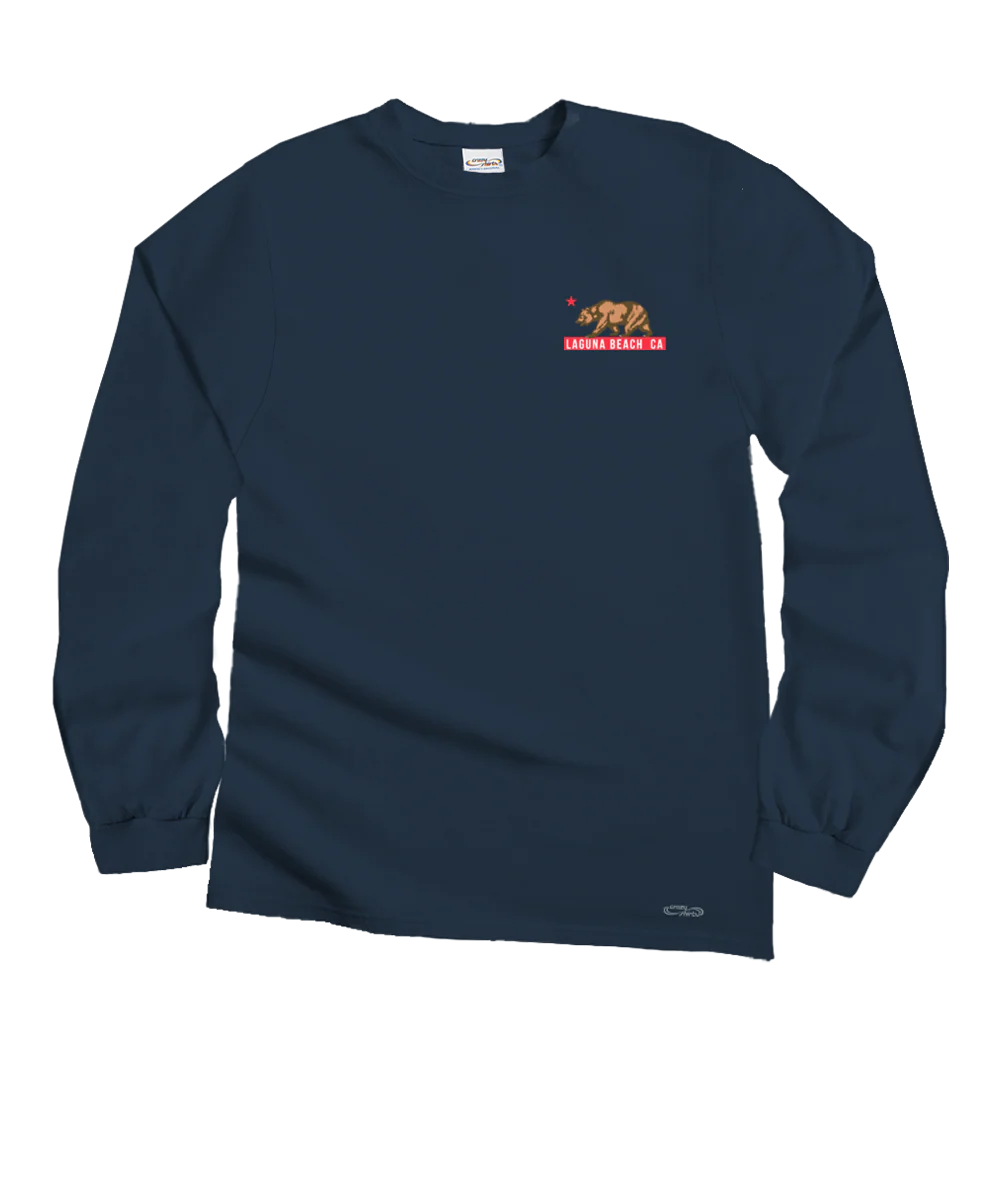 Laguna Beach Lifeguard Surf - Navy Long Sleeve Crewneck T-Shirt - Image 4