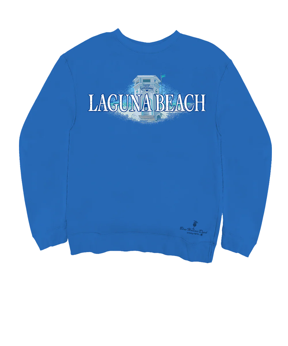 Laguna Beach Tower - Blue Hawaii Dyed Long Sleeve Sweatshirt