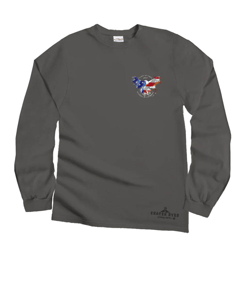 Land Of The Eagle - Crater Dyed® Long Sleeve Crewneck T-Shirt - Image 4