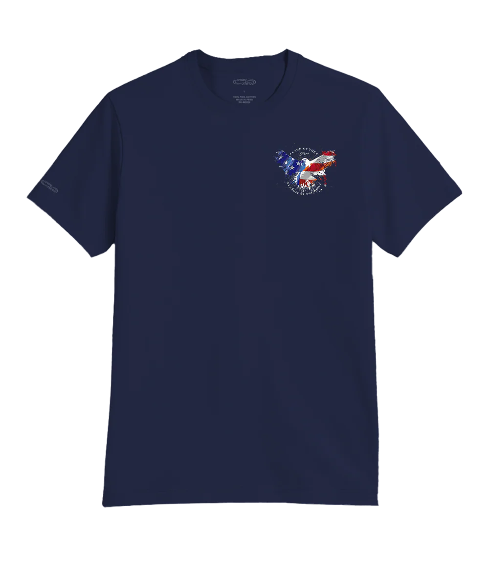 Land Of The Eagle - Indigo Short Sleeve Pima T-Shirt - Image 4
