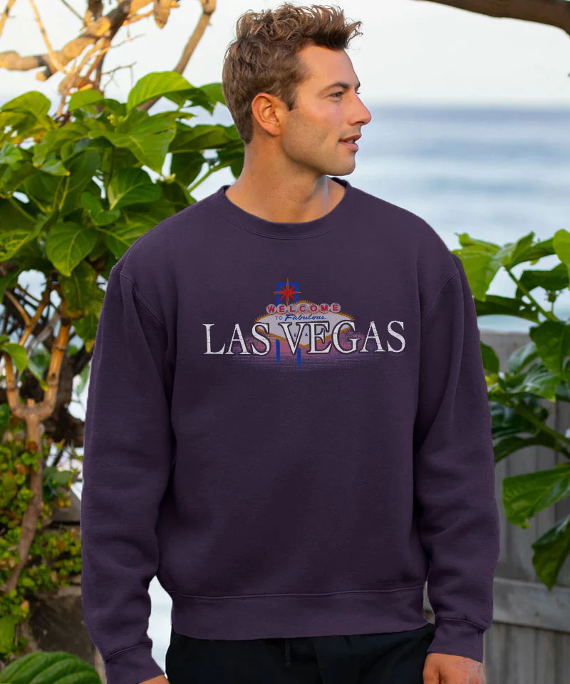 Las Vegas Sign - Blackberry Dyed Long Sleeve Sweatshirt - Image 2