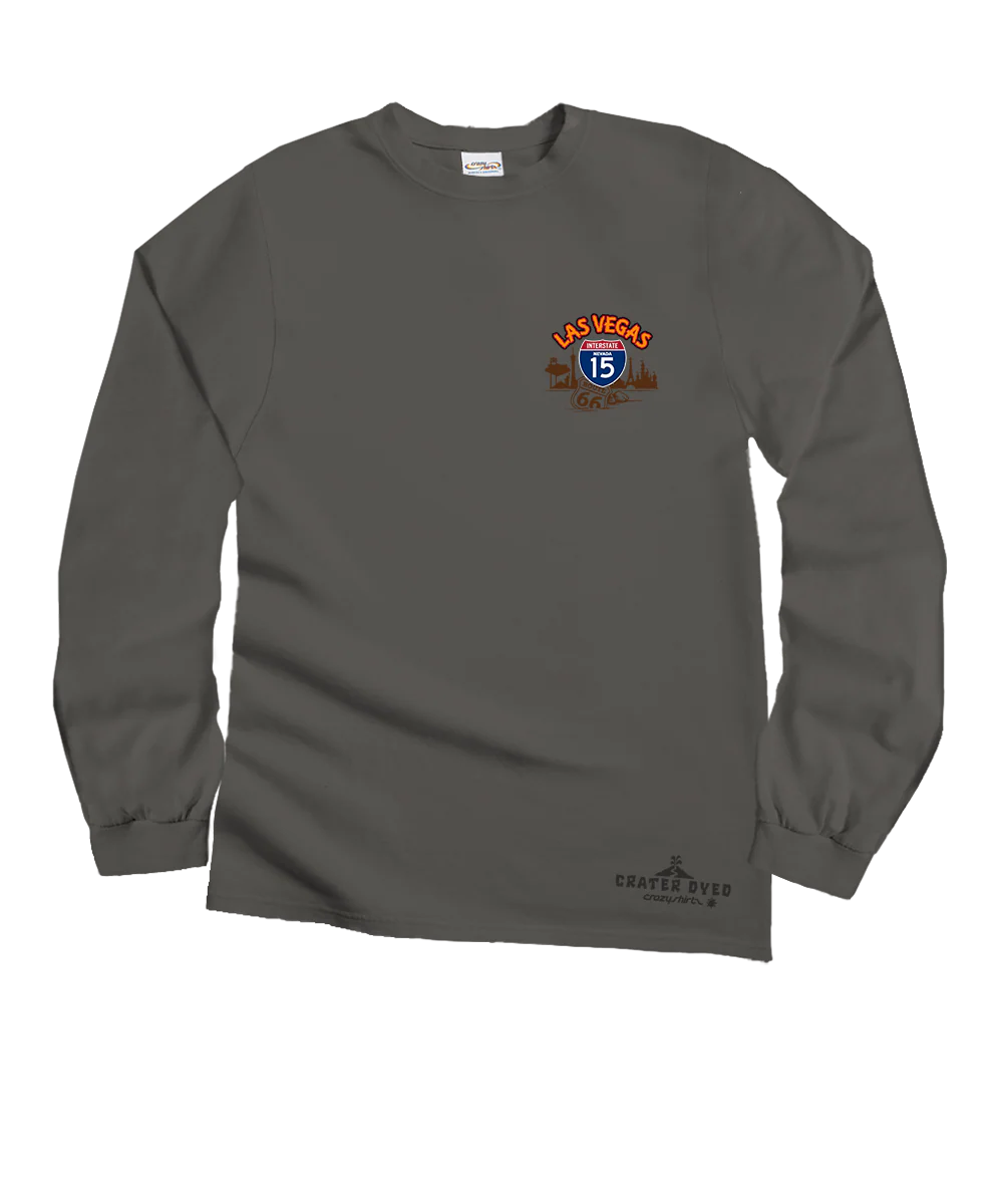 Las Vegas Signs - Crater Dyed® Long Sleeve Crewneck T-Shirt - Image 4