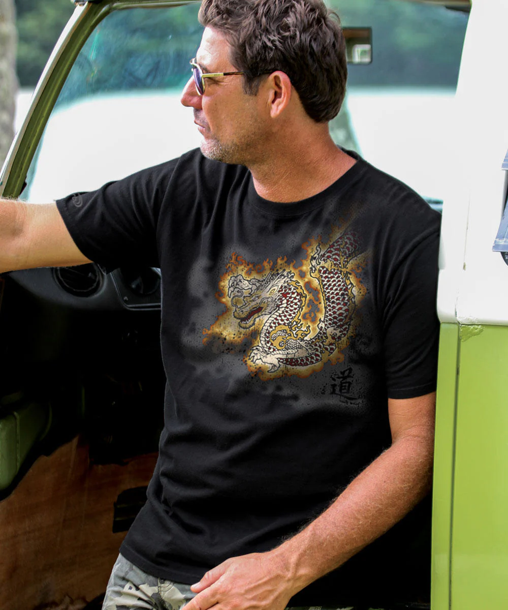 Lava Dragon - Black Short Sleeve Crewneck T-Shirt - Image 2