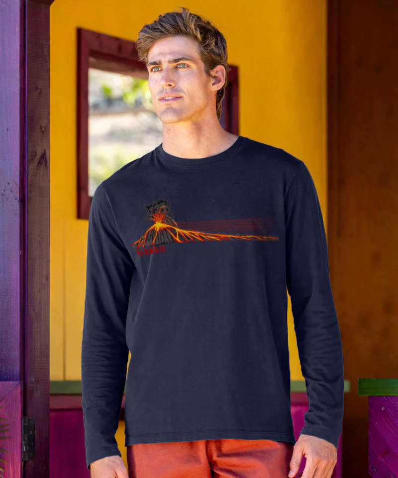 Lava Flow Tribal - Jet Black Long Sleeve Pima T-Shirt - Image 2