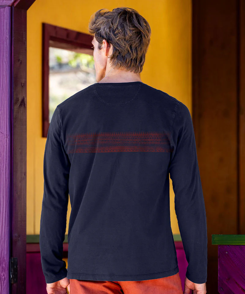 Lava Flow Tribal - Jet Black Long Sleeve Pima T-Shirt - Image 3