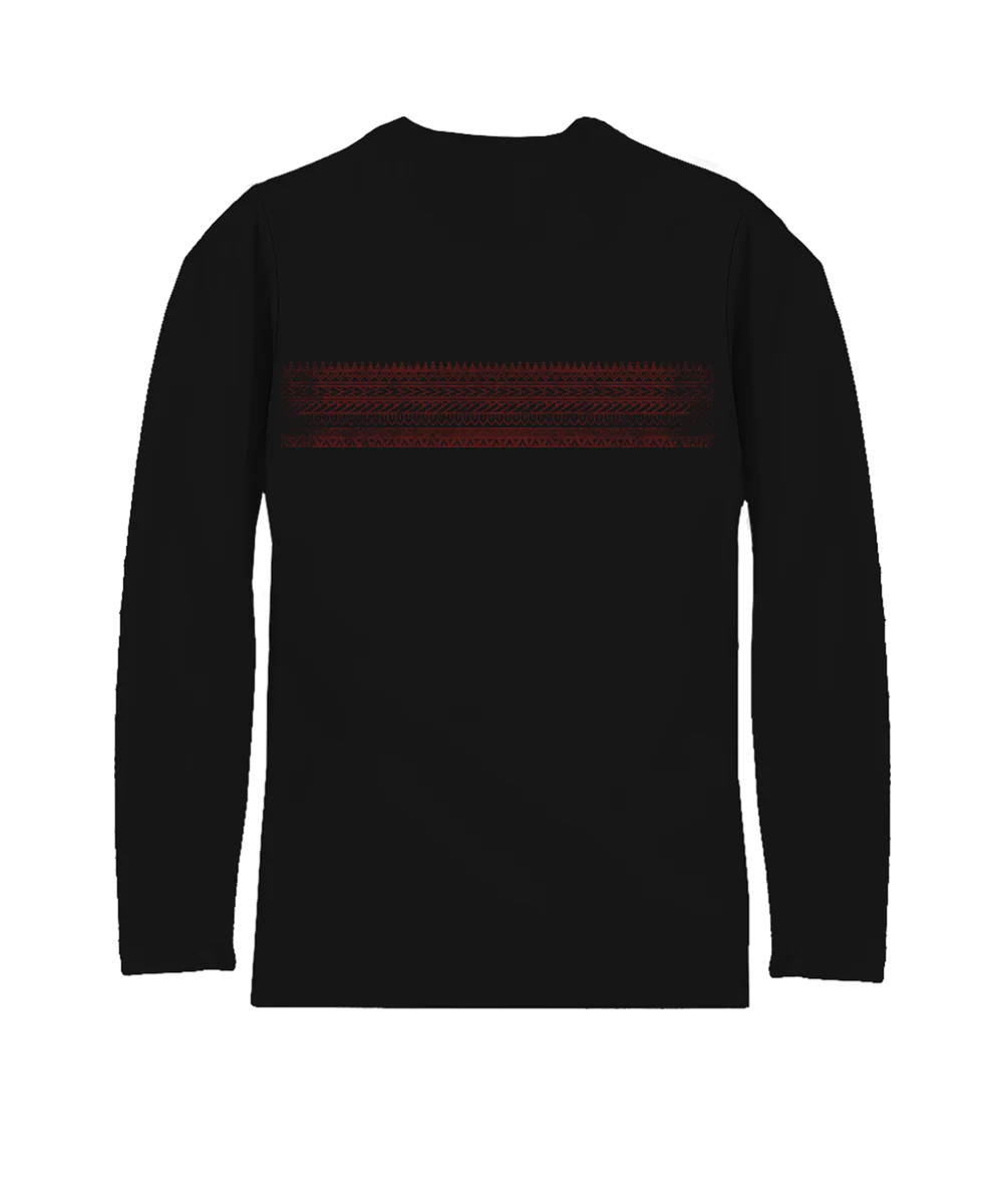 Lava Flow Tribal - Jet Black Long Sleeve Pima T-Shirt - Image 4