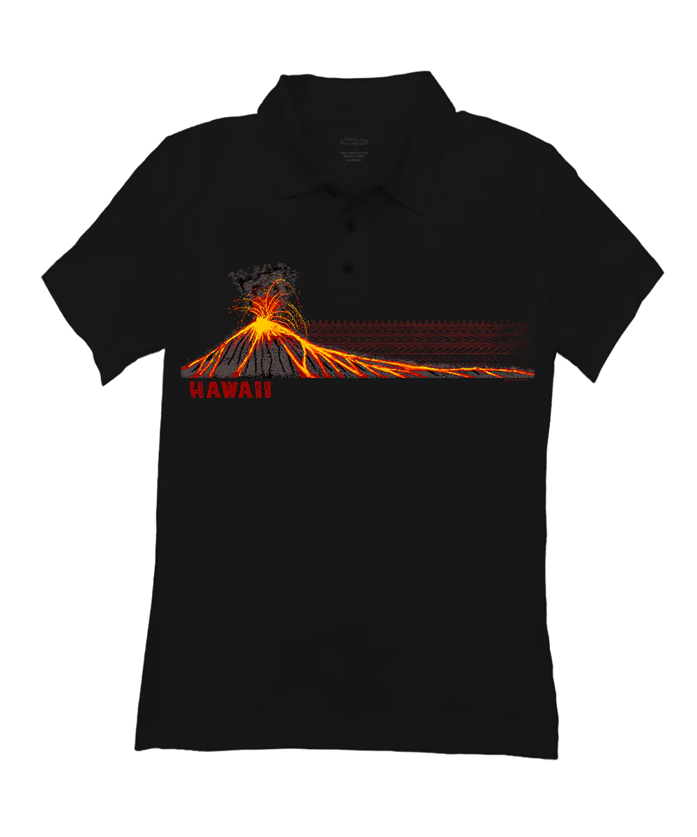 Lava Flow Tribal - Jet Black Short Sleeve Pima Polo