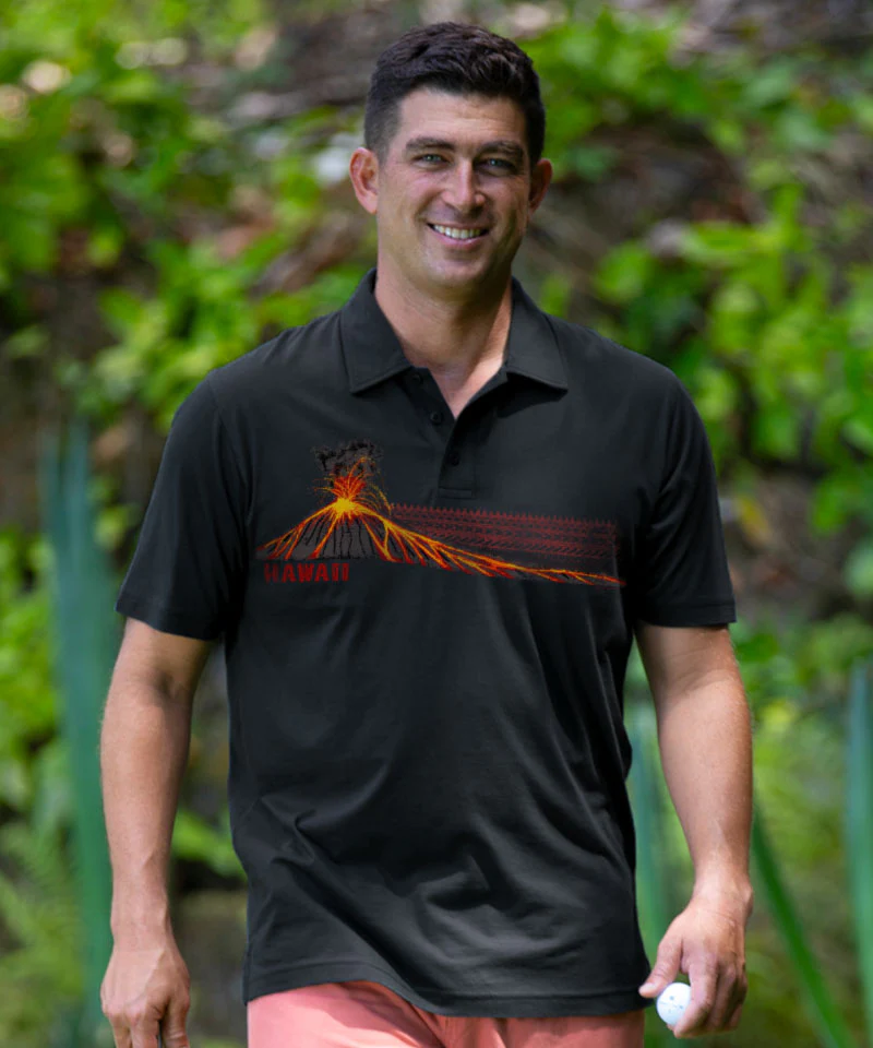 Lava Flow Tribal - Jet Black Short Sleeve Pima Polo - Image 2