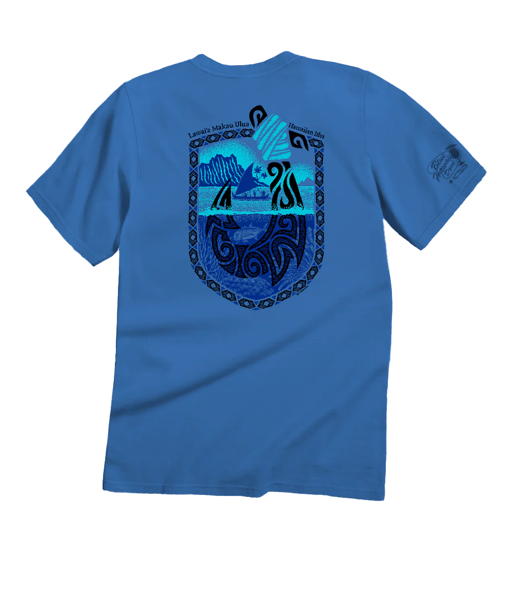 Lawaia Makau Ulua - Blue Hawaii Dyed Short Sleeve Crewneck T-Shirt