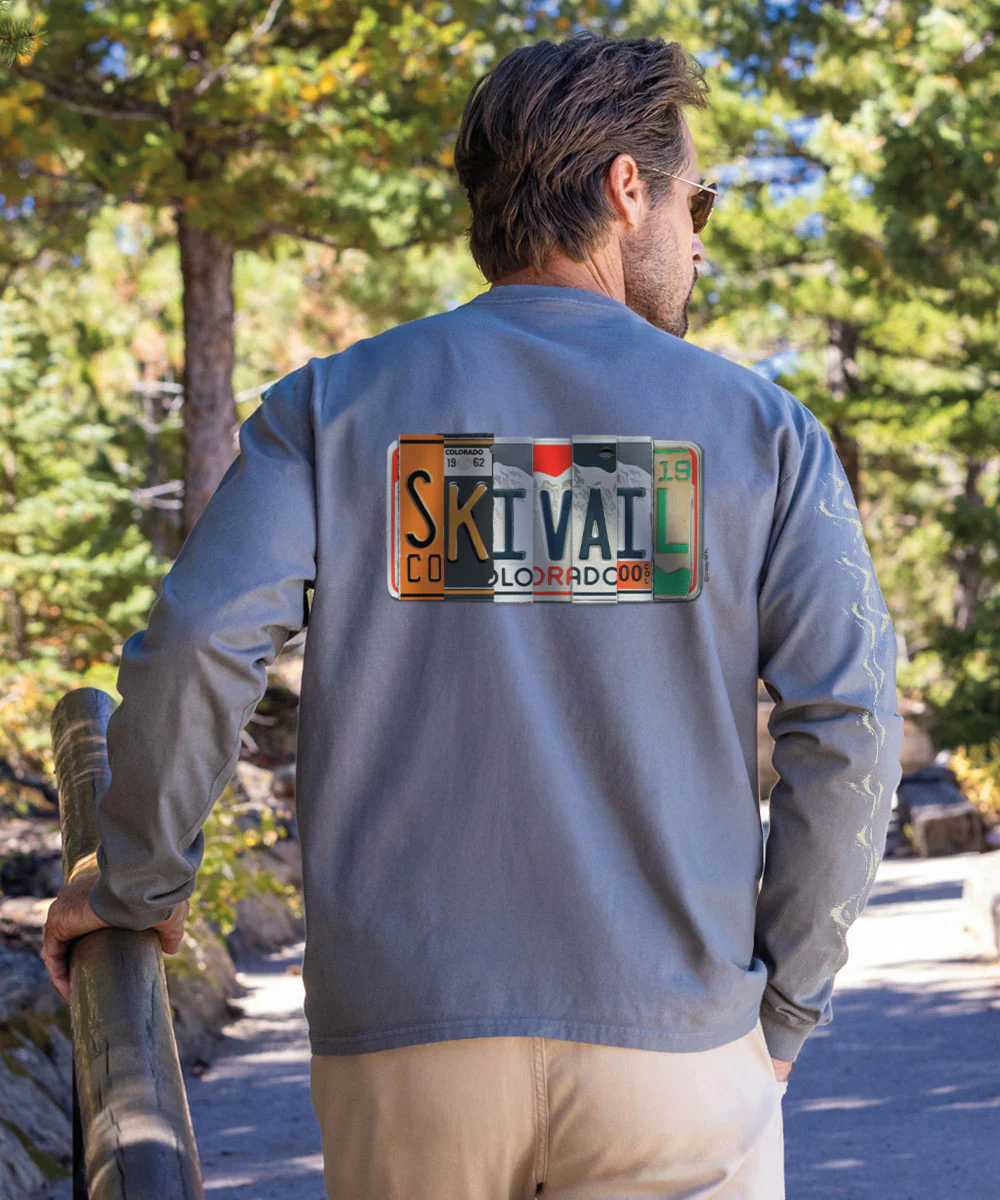 License To Ski - Crater Dyed® Long Sleeve Crewneck T-Shirt - Image 2