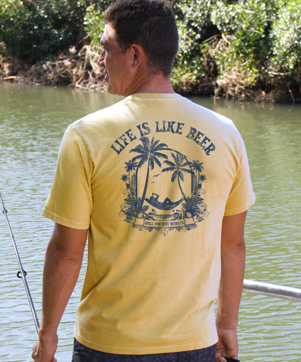 Life Is Like Beer - Beer Dyed Short Sleeve Crewneck T-Shirt - Image 2