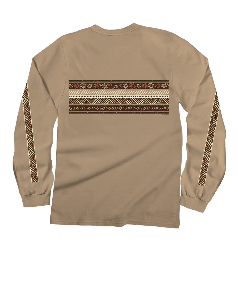 Linear Hawaiian Band - Kona Coffee Dyed Long Sleeve Crewneck T-Shirt - Image 4
