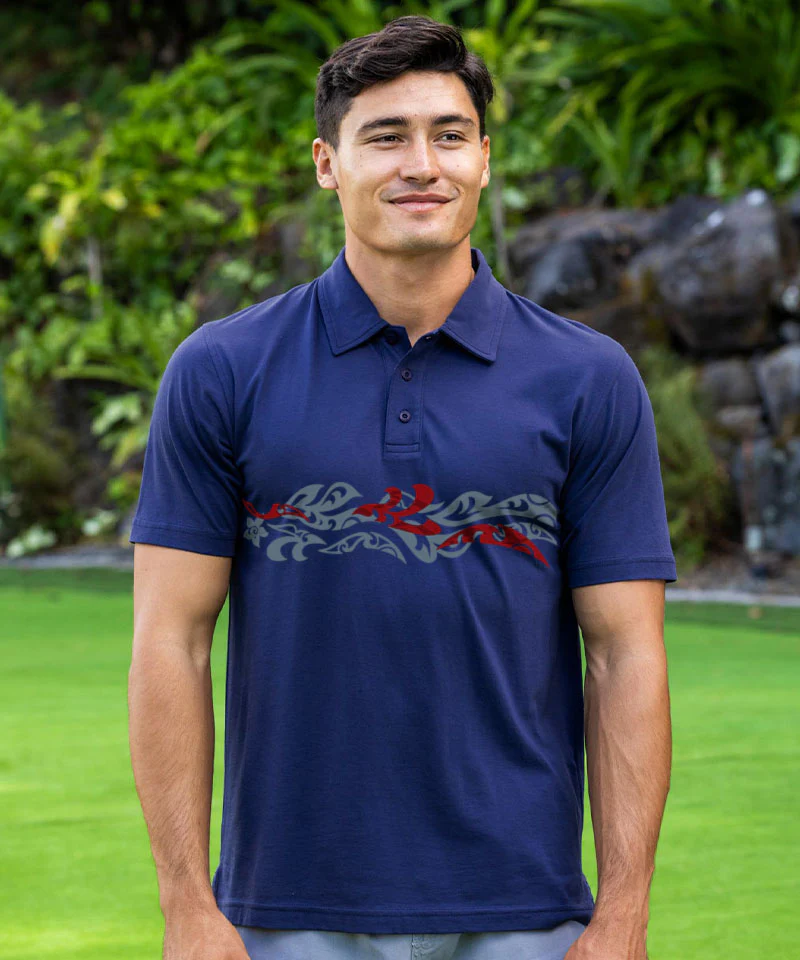 Linear Ti - Indigo Short Sleeve Pima Polo - Image 2