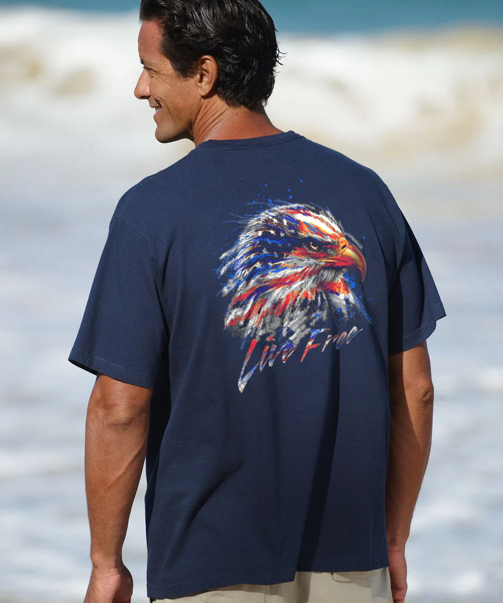 Live Free - Navy Short Sleeve Crewneck T-Shirt - Image 2