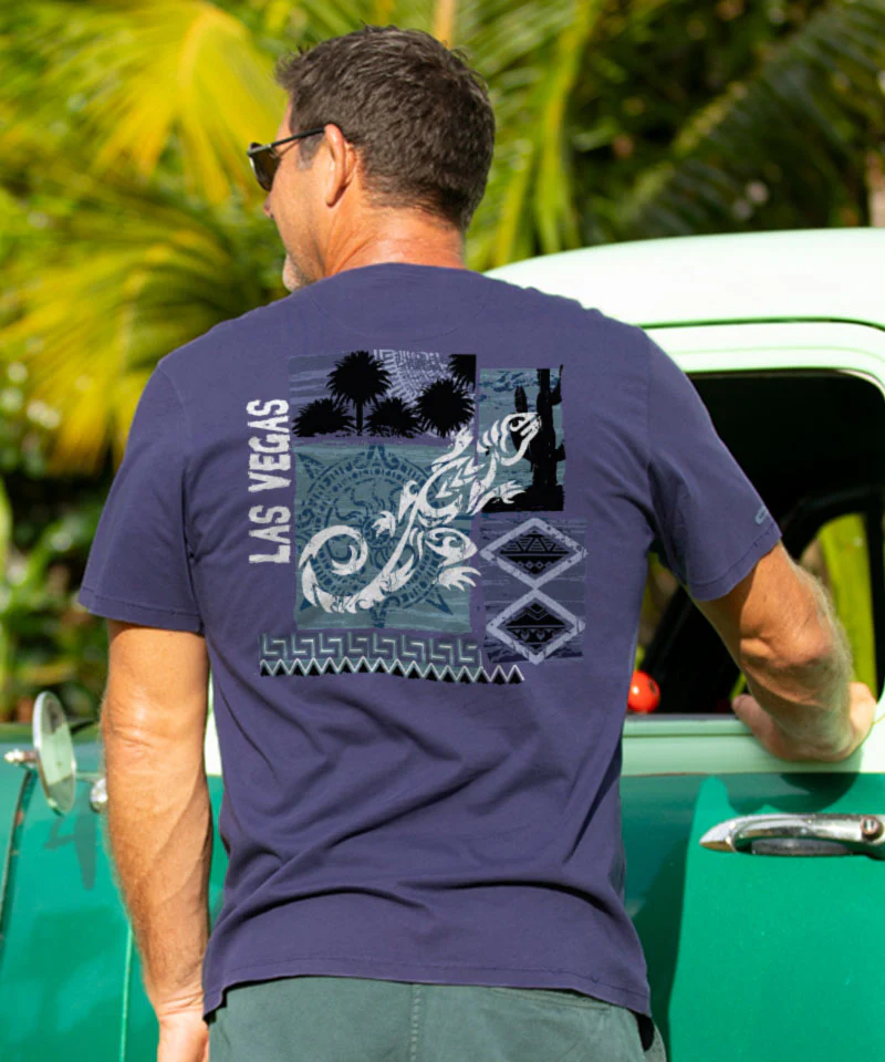 Lizard Paradise - Indigo Short Sleeve Pima T-Shirt - Image 2