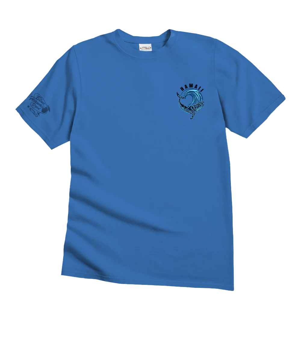 Malama Whale - Blue Hawaii Dyed Short Sleeve Crewneck T-Shirt - Image 4