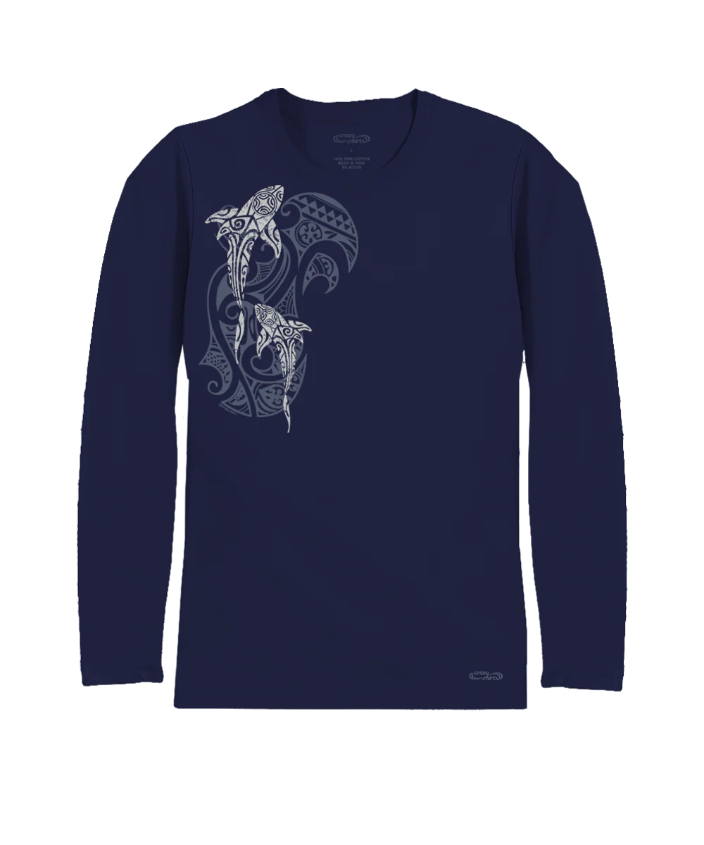 Mano A Mano Ekolu Vertical - Indigo Long Sleeve Pima T-Shirt