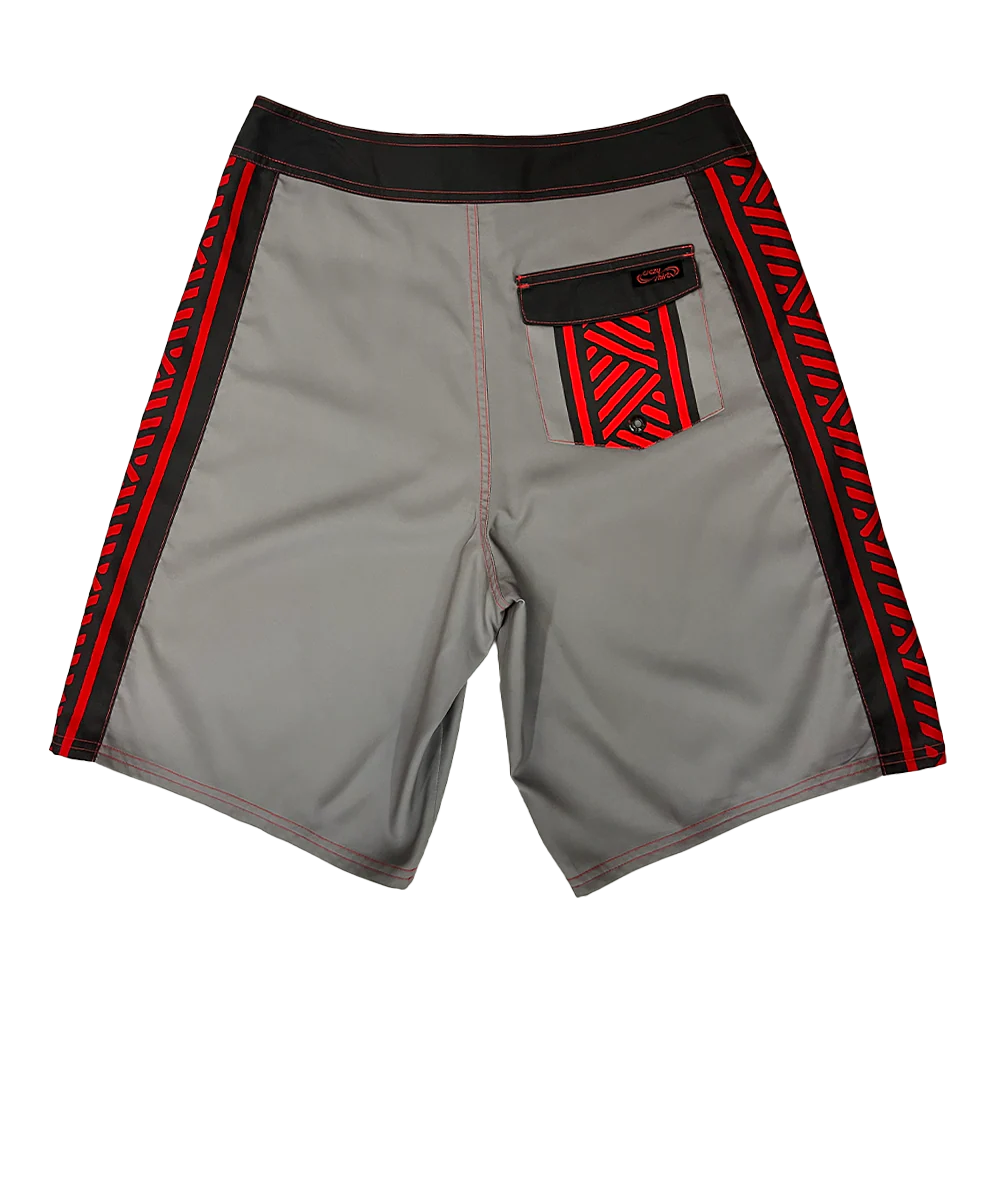 Mano Dive Tribal - Gray/Red Eco HydroPrint Board Shorts - Image 4