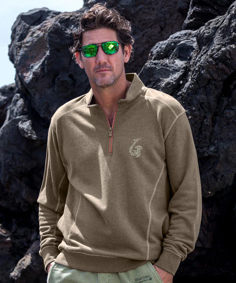 Mano Hook - Taupe Heather Long Sleeve Mountain Peak Pullover - Image 2