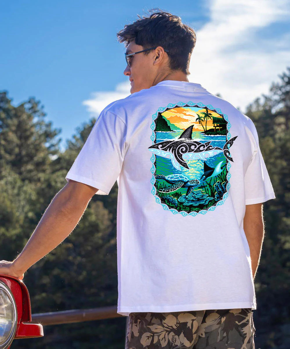 Mano Sunrise - White Short Sleeve Crewneck T-Shirt - Image 2