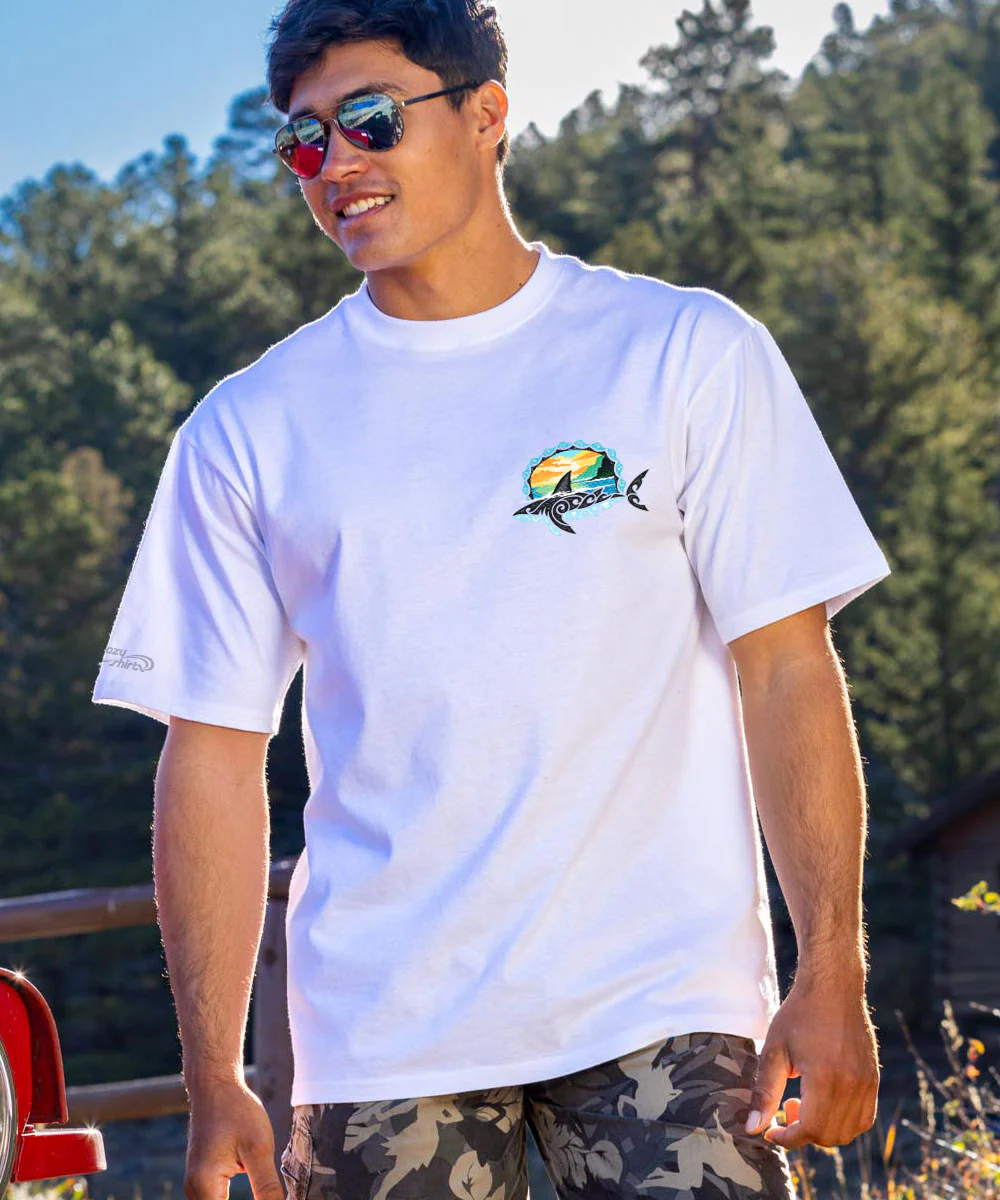 Mano Sunrise - White Short Sleeve Crewneck T-Shirt - Image 3