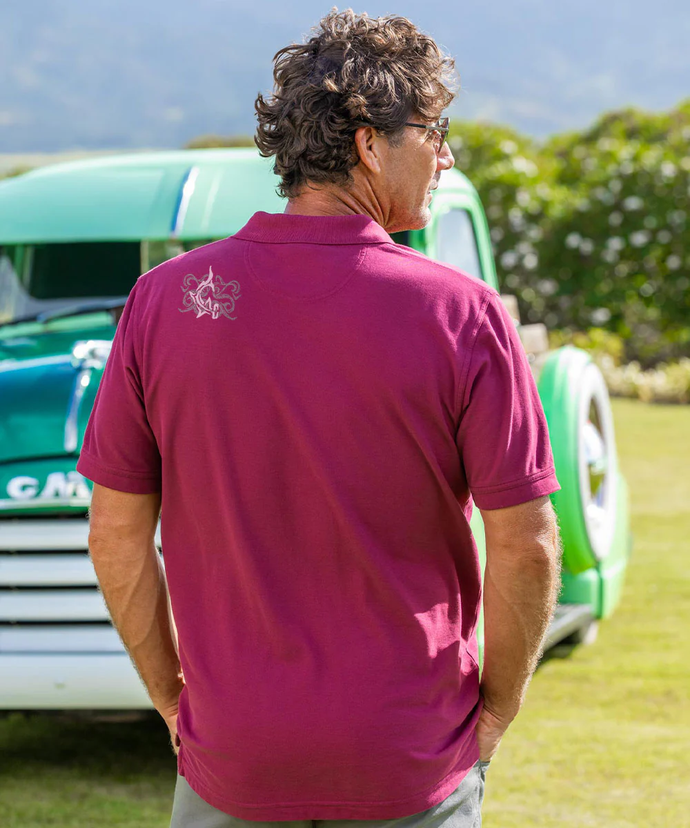 Mano Tapa - Wine Dyed Short Sleeve Oceanfront Polo Shirt - Image 3