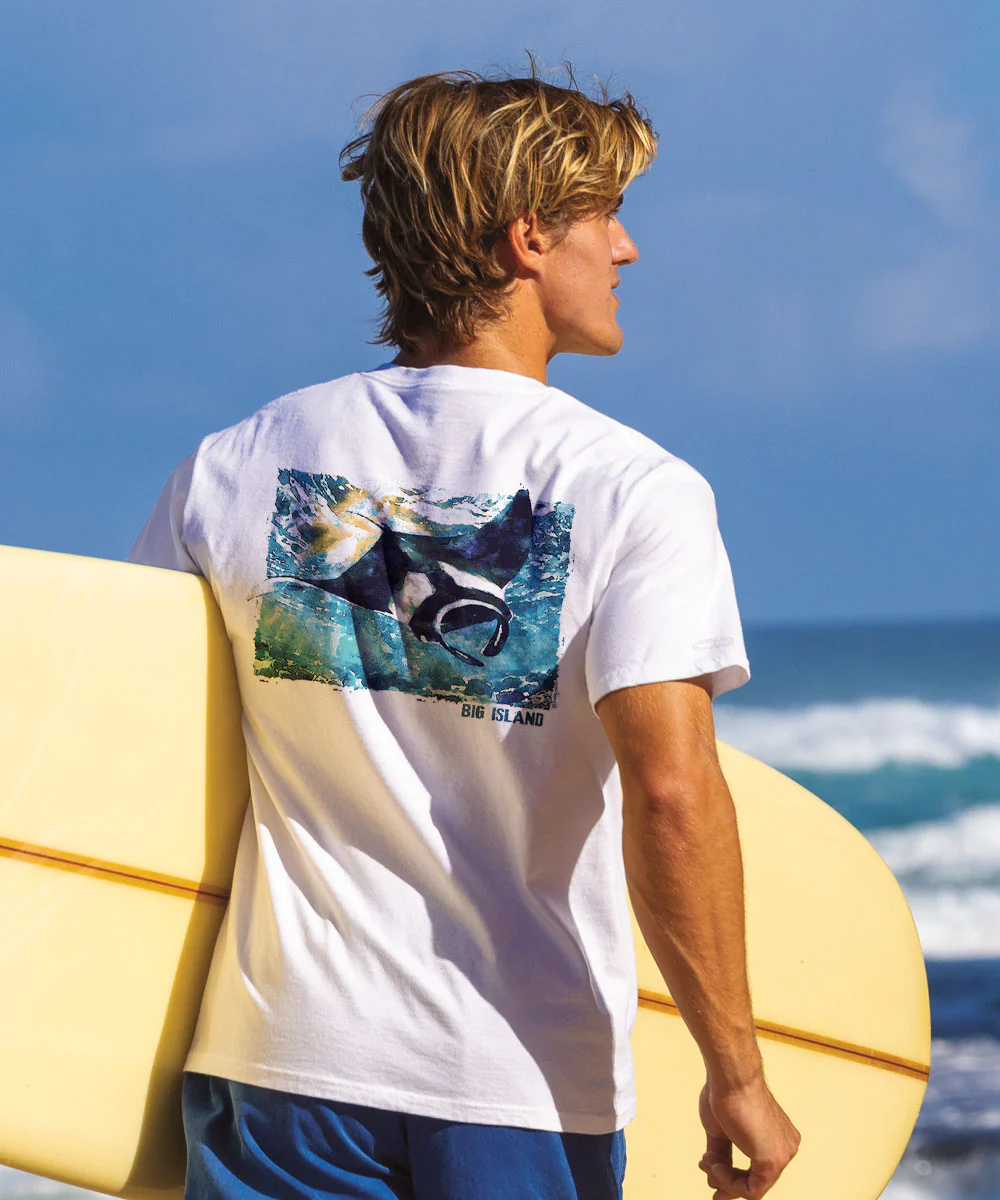 Manta Watercolor - White Short Sleeve Crewneck T-Shirt - Image 2
