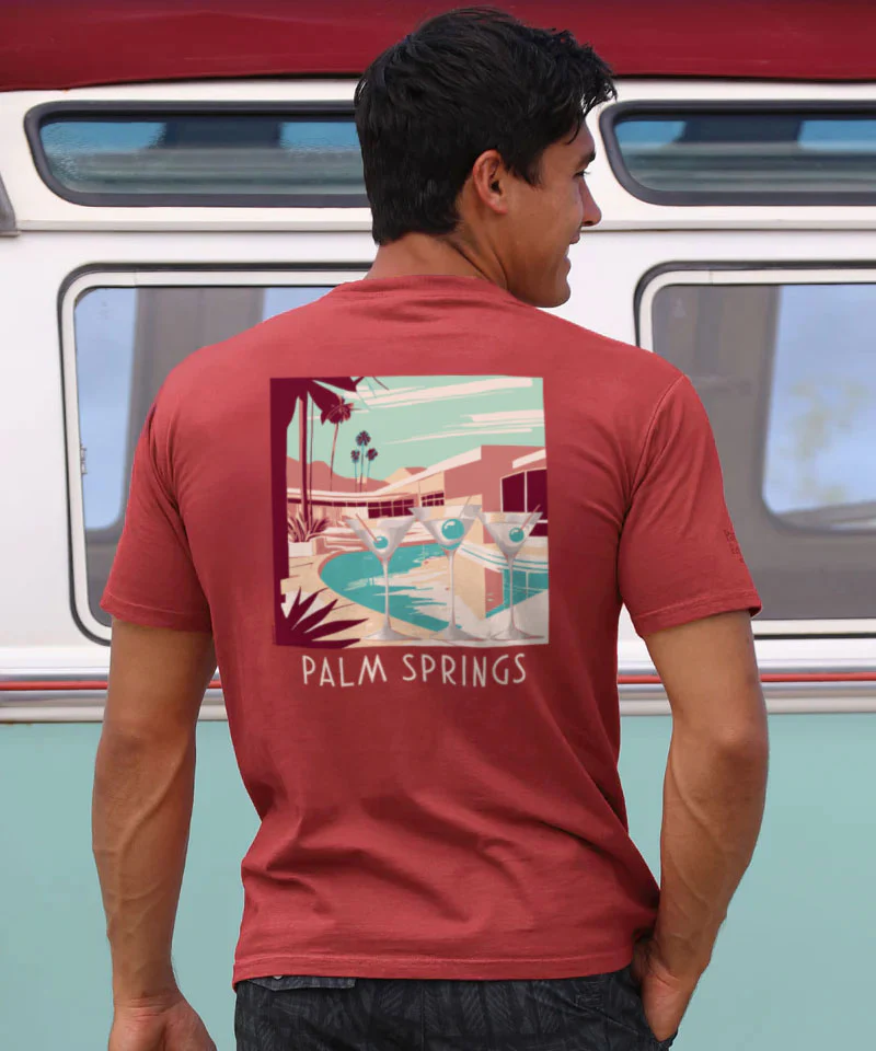 Martini Pool Party - Paradise Red Dyed Short Sleeve Crewneck T-Shirt - Image 2