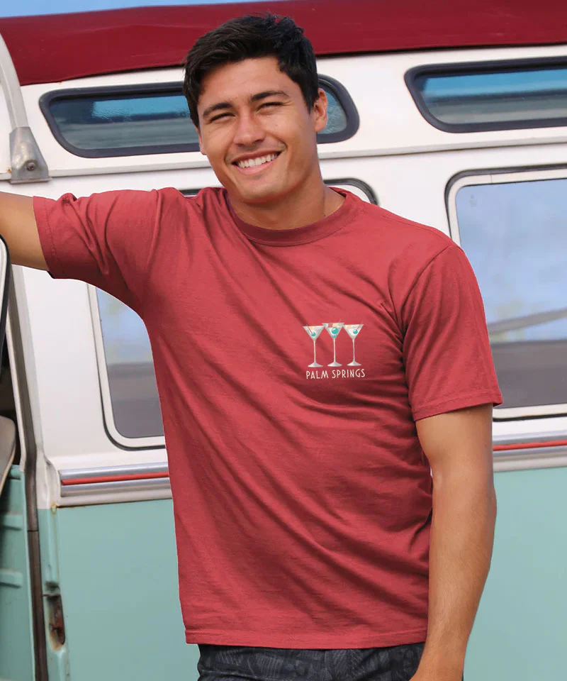 Martini Pool Party - Paradise Red Dyed Short Sleeve Crewneck T-Shirt - Image 3